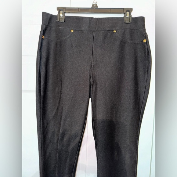 MICHAEL Michael Kors Large black gold Stretch Knit Twill Pull-On Leggings casual - Picture 9 of 13